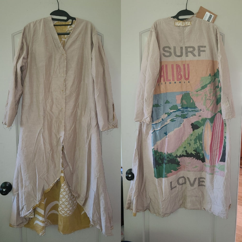New Magnolia Pearl Emery Pineapple Coat Beverly OS trenchcoat artist smock surf - Picture 17 of 17